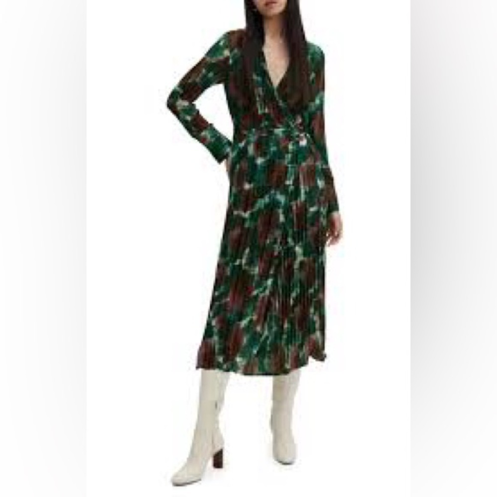 MNG by mango PLEATED WRAP DRESS‎ XS NWT